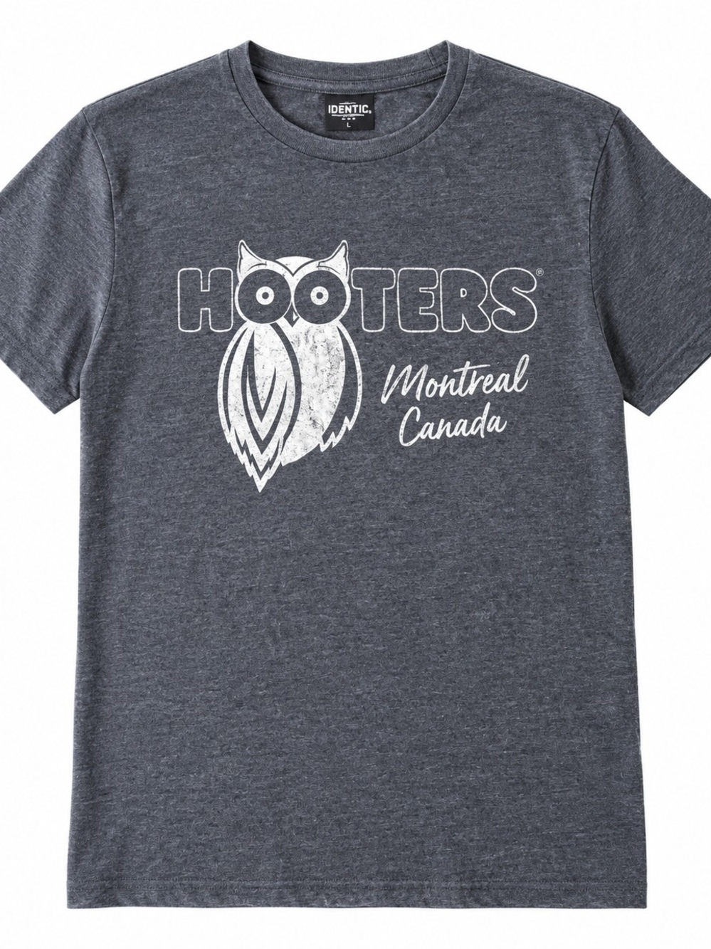 Mens Medium Hooters Montreal Canada Graphic Tee - Charcoal